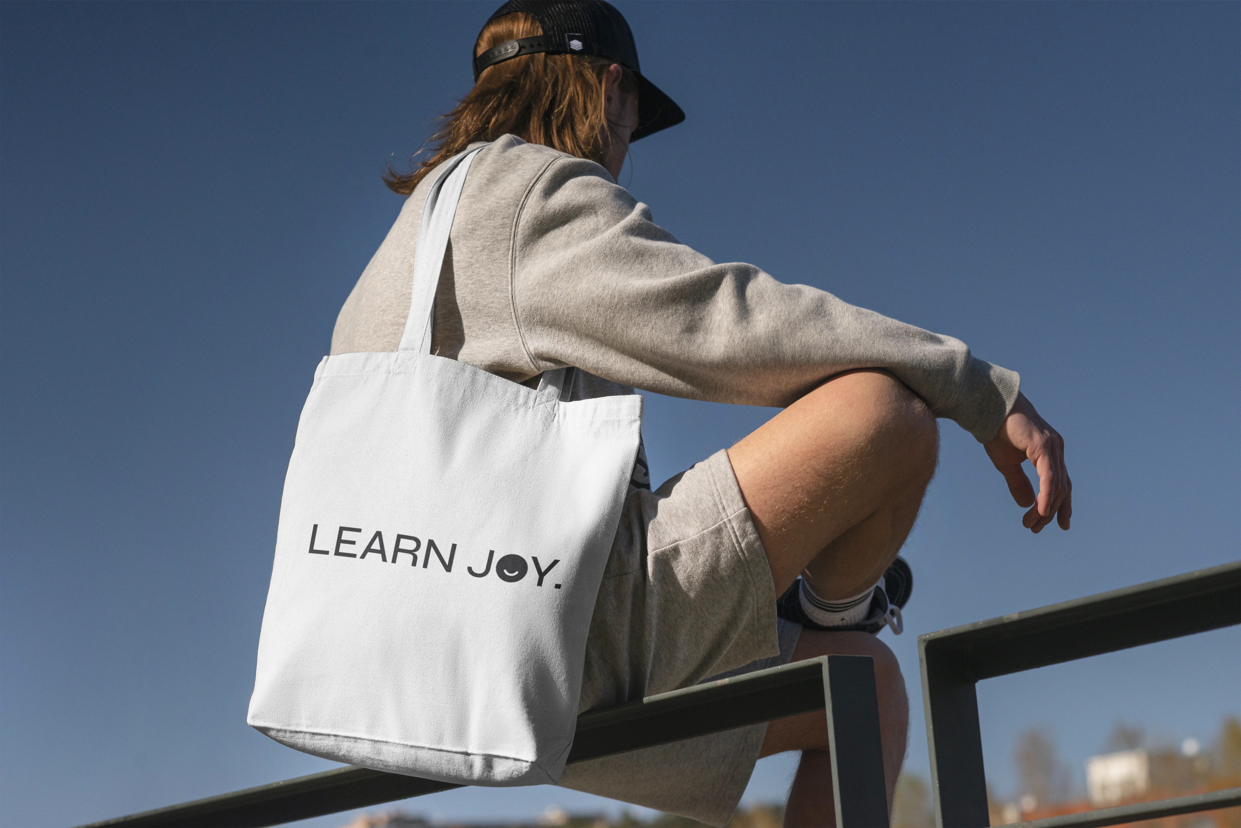Learn Joy branded tote bag mockup