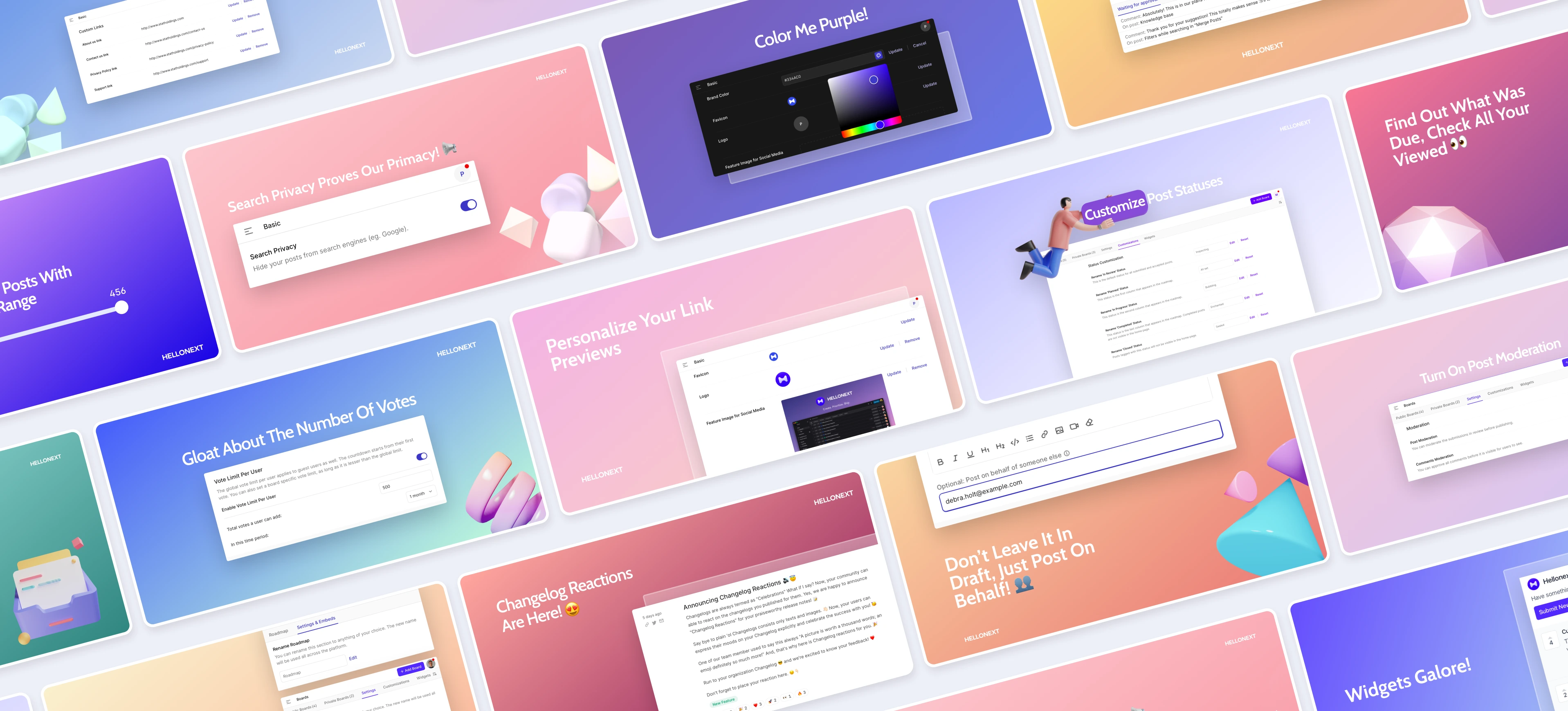 Collage of social media posts for a feedback tool