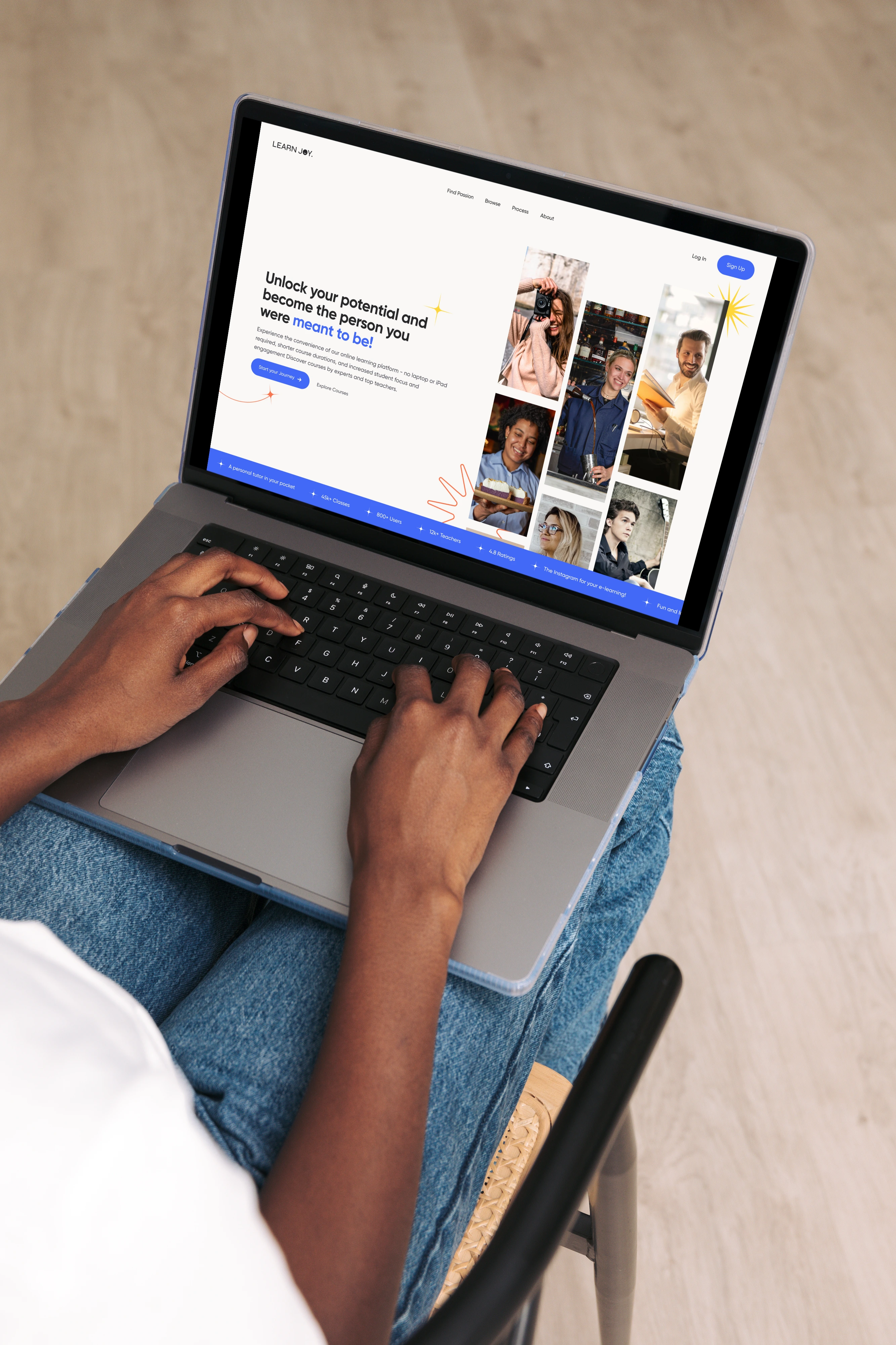 Learn Joy website on a laptop mockup