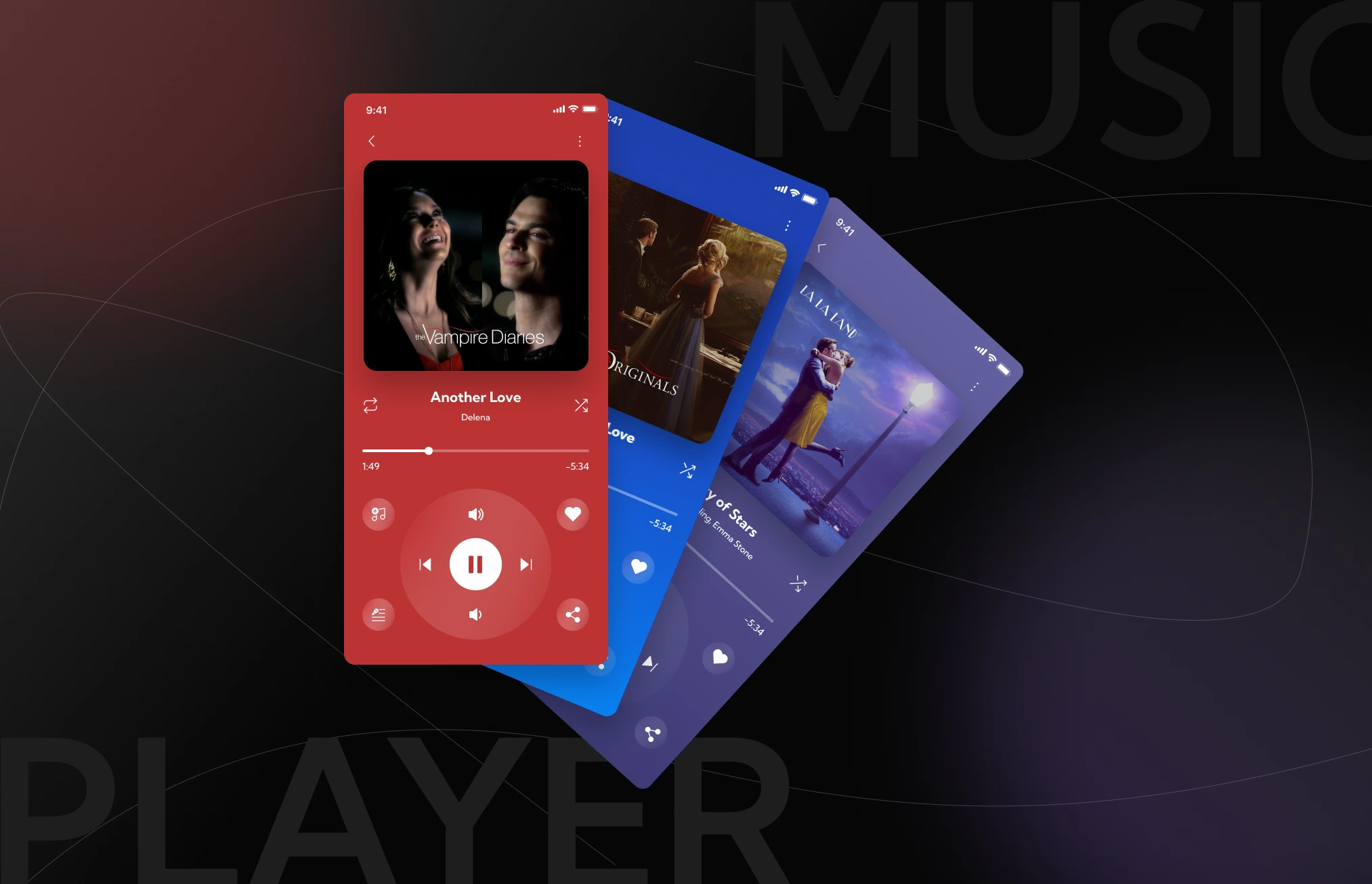 Music player app screens