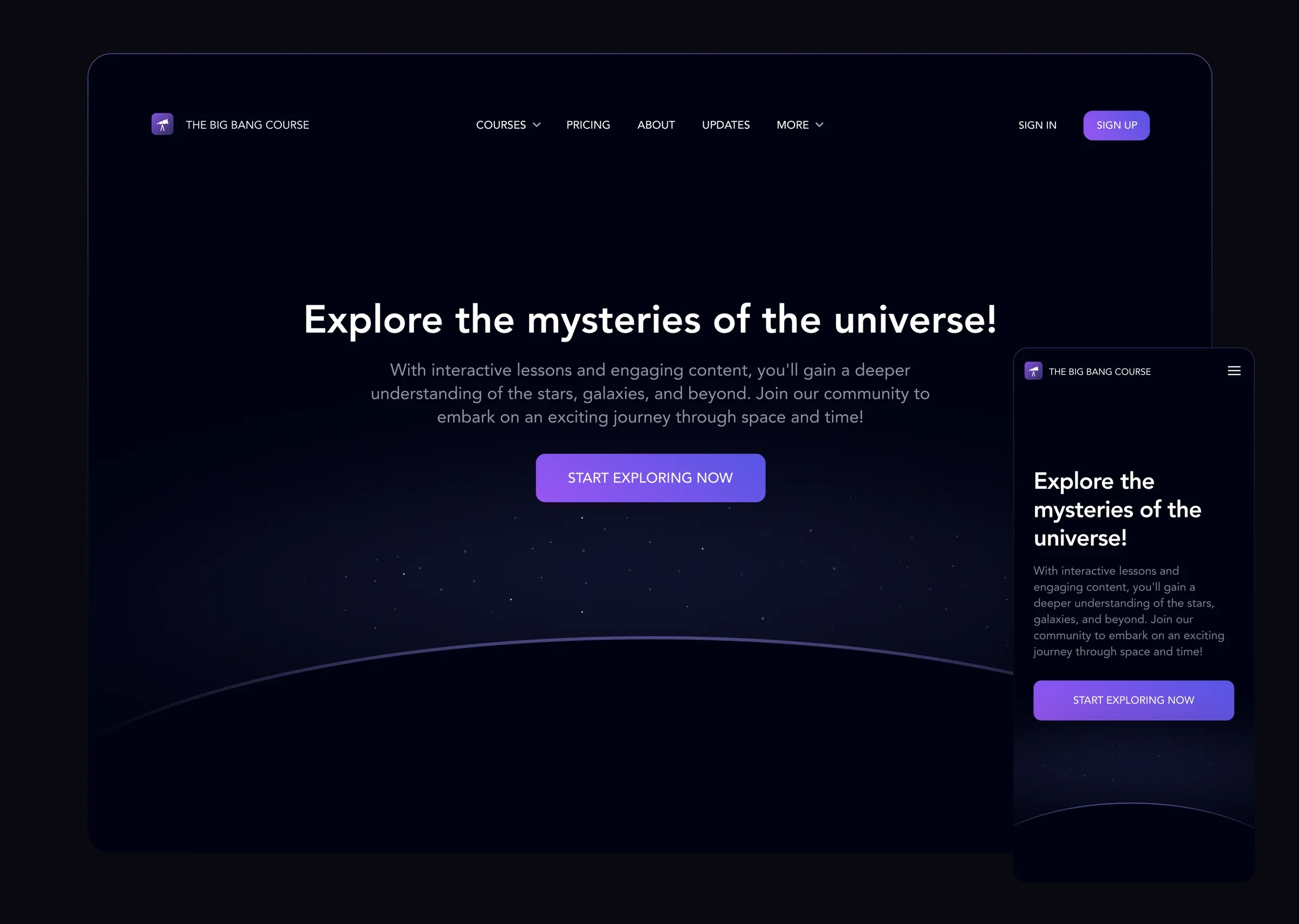 Responsive landing page design for an online course