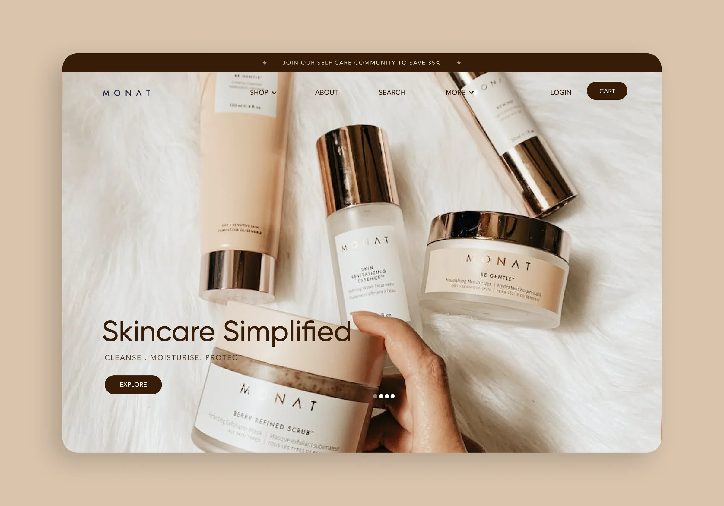 Skincare brand website design