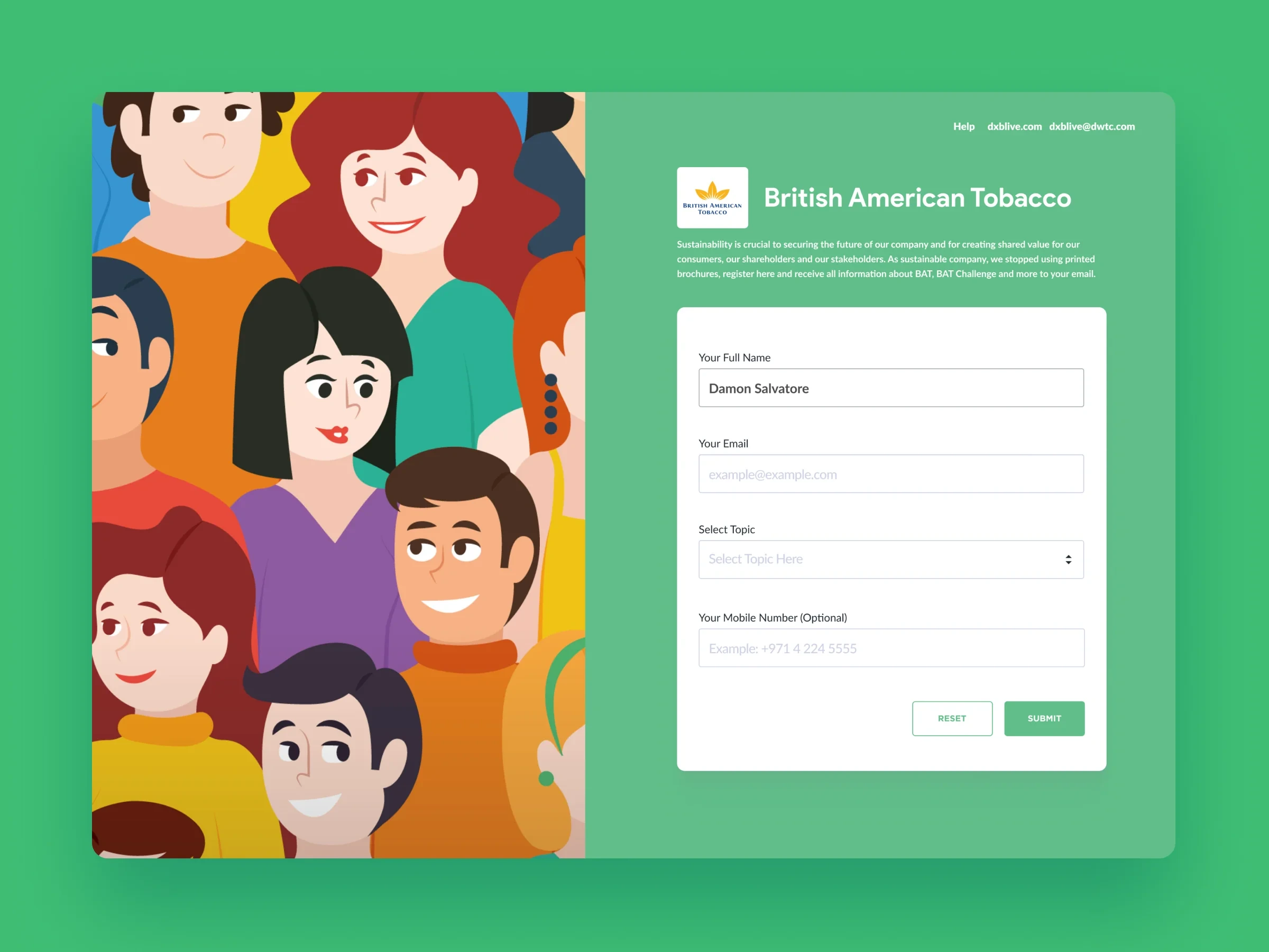 User registration form design