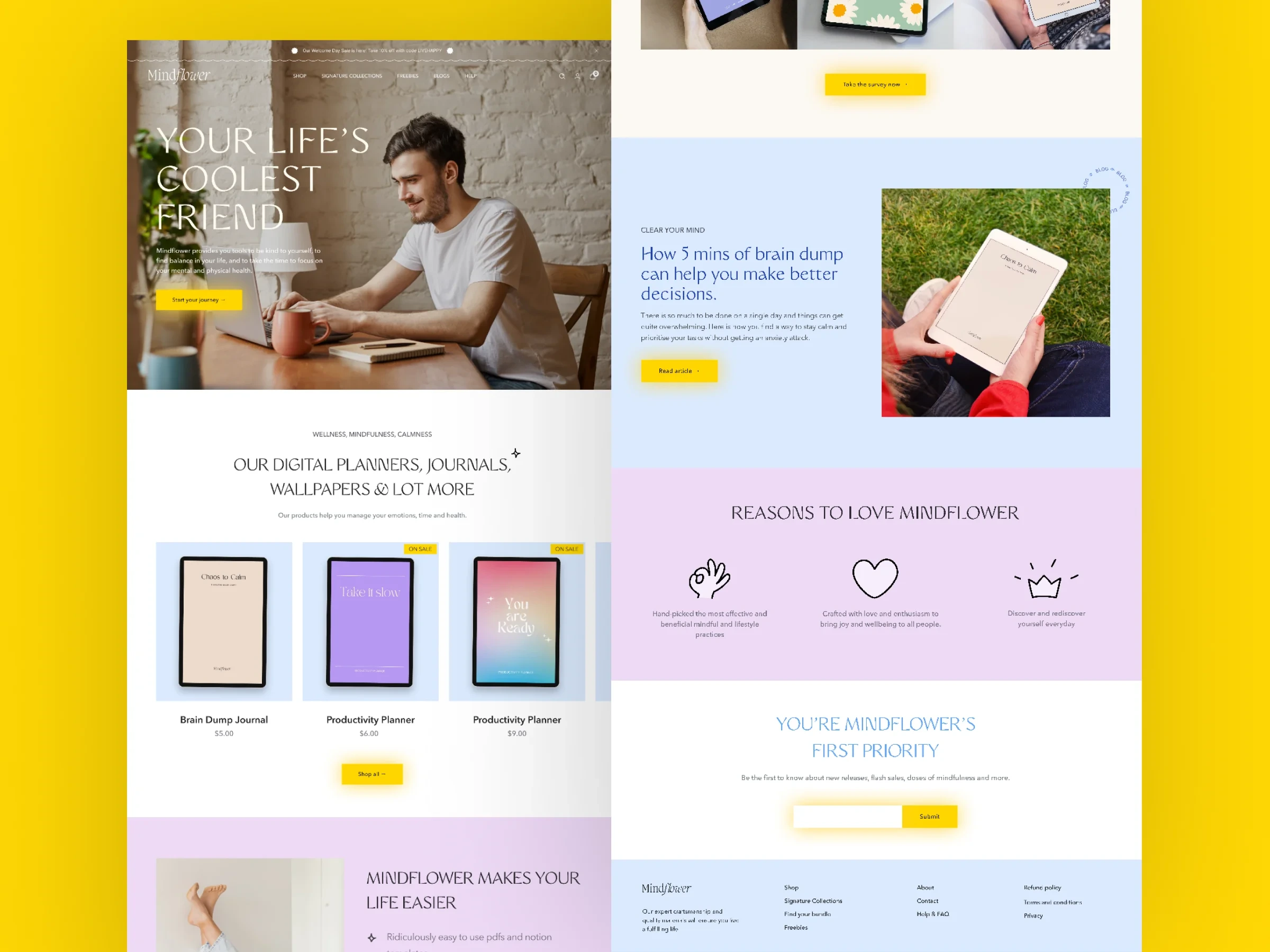 Website design for a digital planner brand